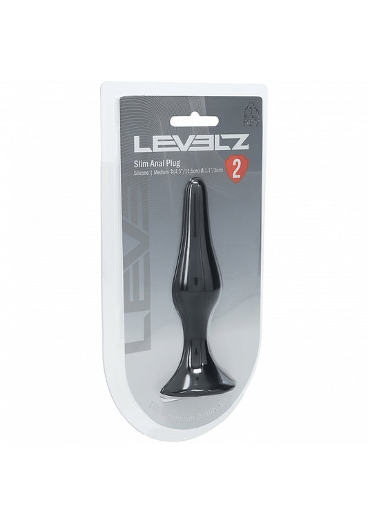 LEVELZ Slim Silicone Anal Plug Medium Black