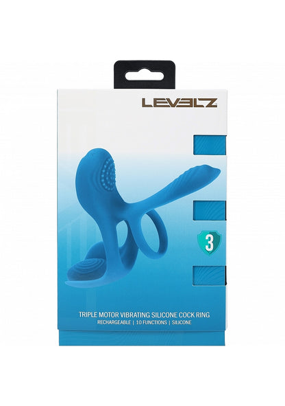 LEVELZ Triple Motor Vibrating Silicone Cock Ring Teal