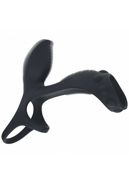 LEVELZ Vibrating Silicone Cock & Ball Ring with Shaft Loop Black