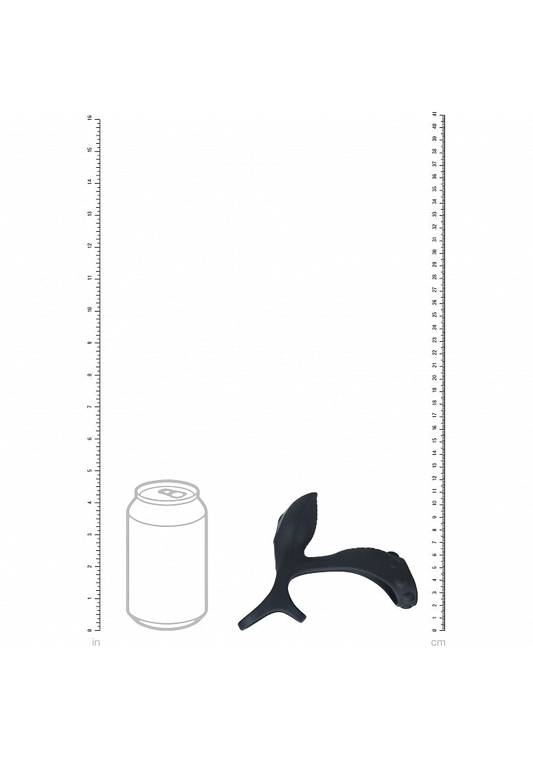 LEVELZ Vibrating Silicone Cock & Ball Ring with Shaft Loop Black