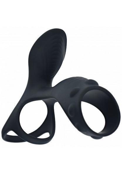 LEVELZ Vibrating Silicone Cock & Ball Ring with Shaft Loop Black
