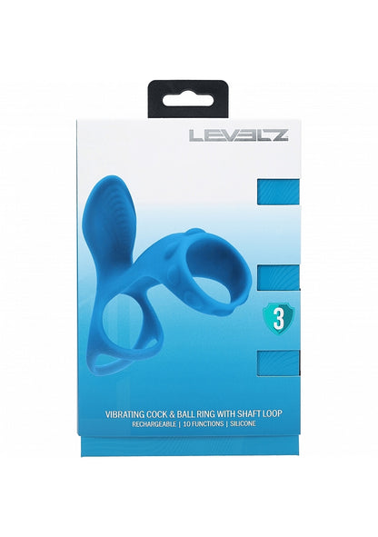 LEVELZ Vibrating Silicone Cock & Ball Ring with Shaft Loop Teal