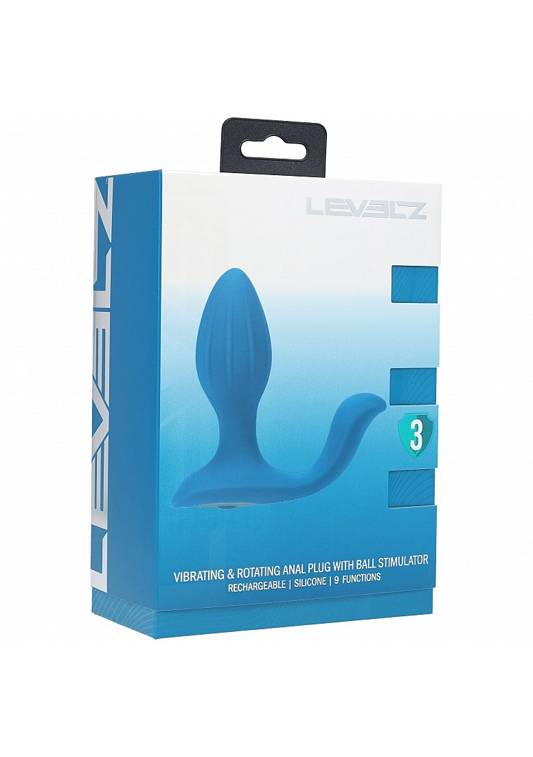 LEVELZ Vibrating & Rotating Silicone Anal Plug with Ball Stimulator Teal