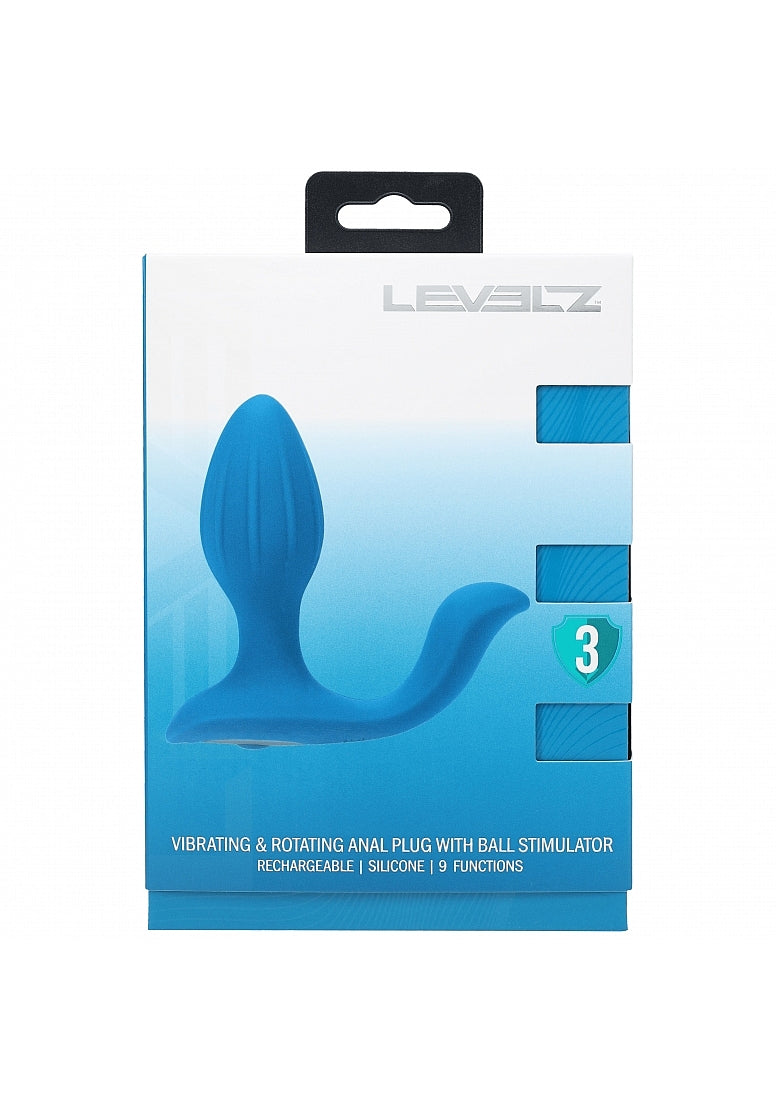 LEVELZ Vibrating & Rotating Silicone Anal Plug with Ball Stimulator Teal