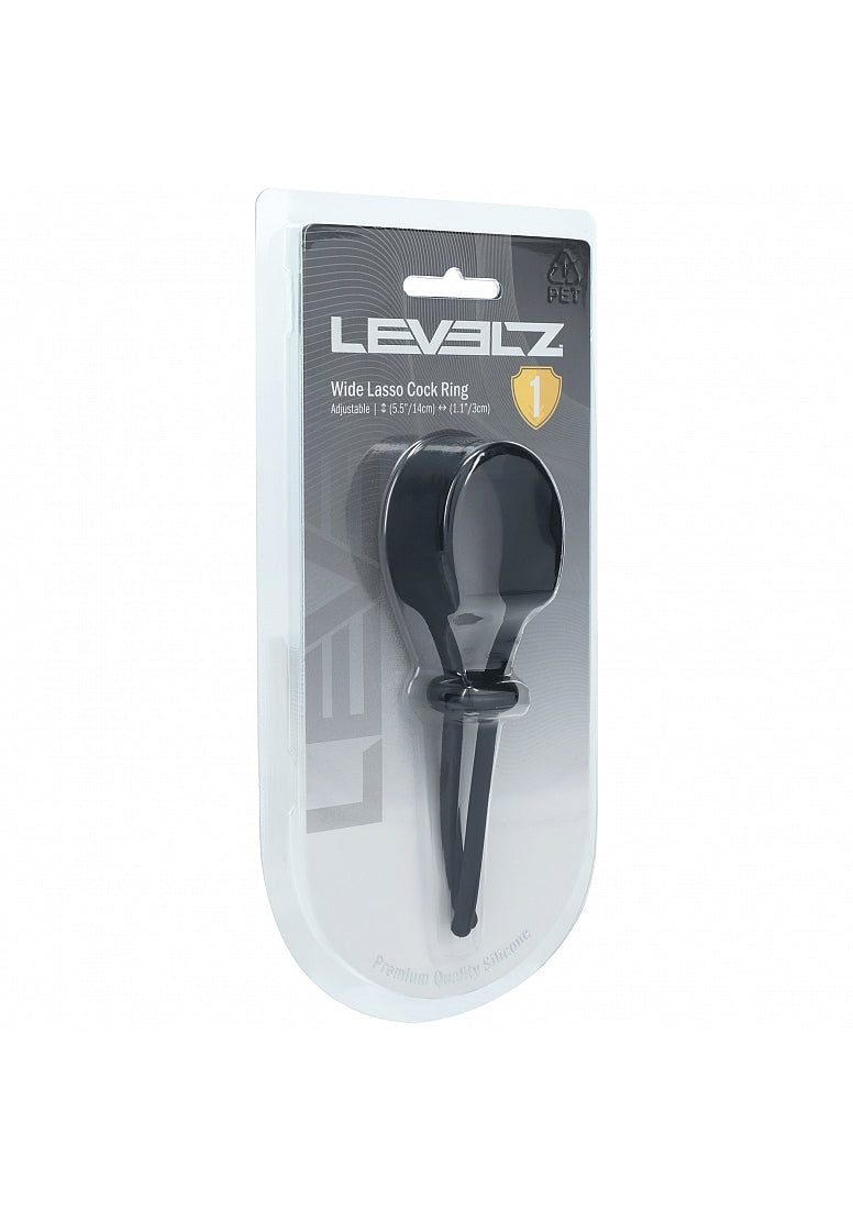 LEVELZ Wide Adjustable Silicone Lasso Cock Ring 5mm Black