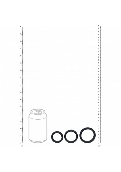 LEVELZ Wide O Silicone Cock Ring Set of 3 (30mm/35mm/42mm) Black