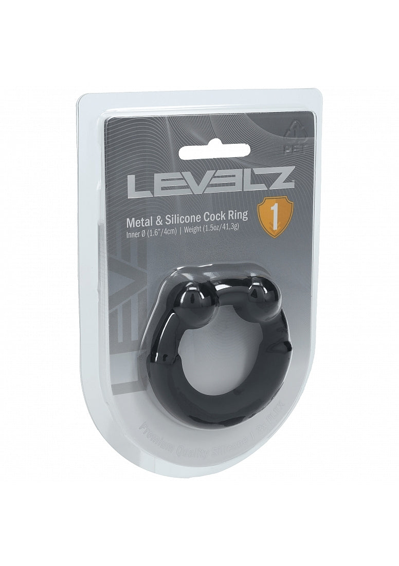 LEVELZ Metal & Silicone Cock Ring Black