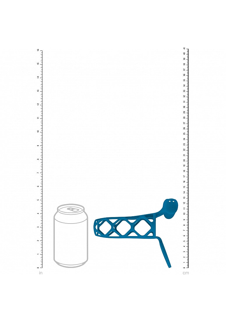 LEVELZ Vibrating Cage Silicone Cock Sleeve & Ball Ring Teal