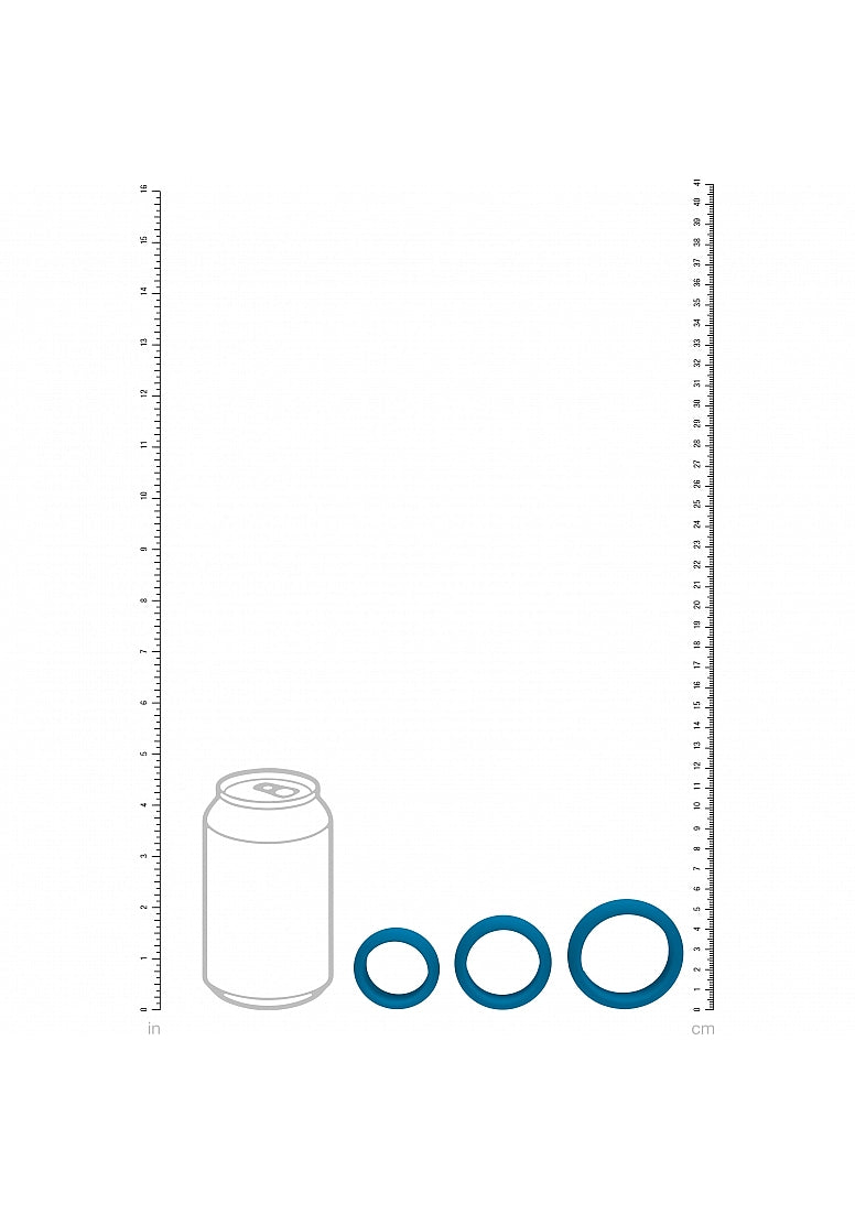 LEVELZ Wide O Silicone Cock Ring Set of 3 (30mm/35mm/42mm) Teal