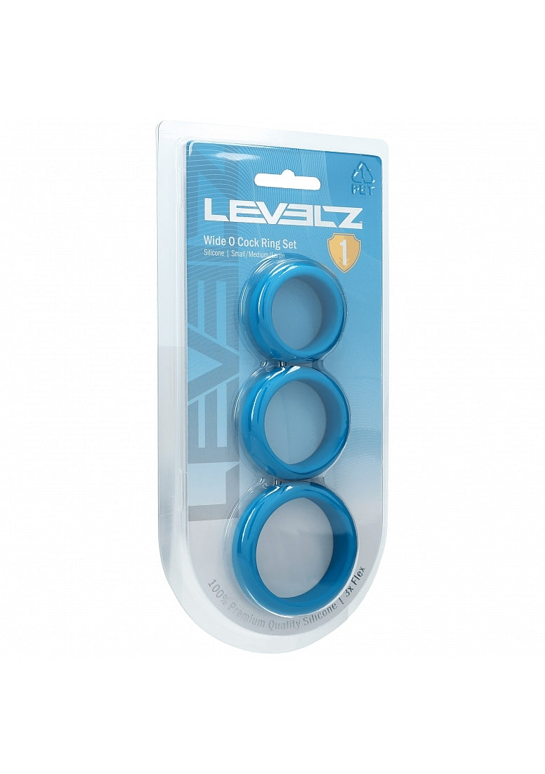 LEVELZ Wide O Silicone Cock Ring Set of 3 (30mm/35mm/42mm) Teal