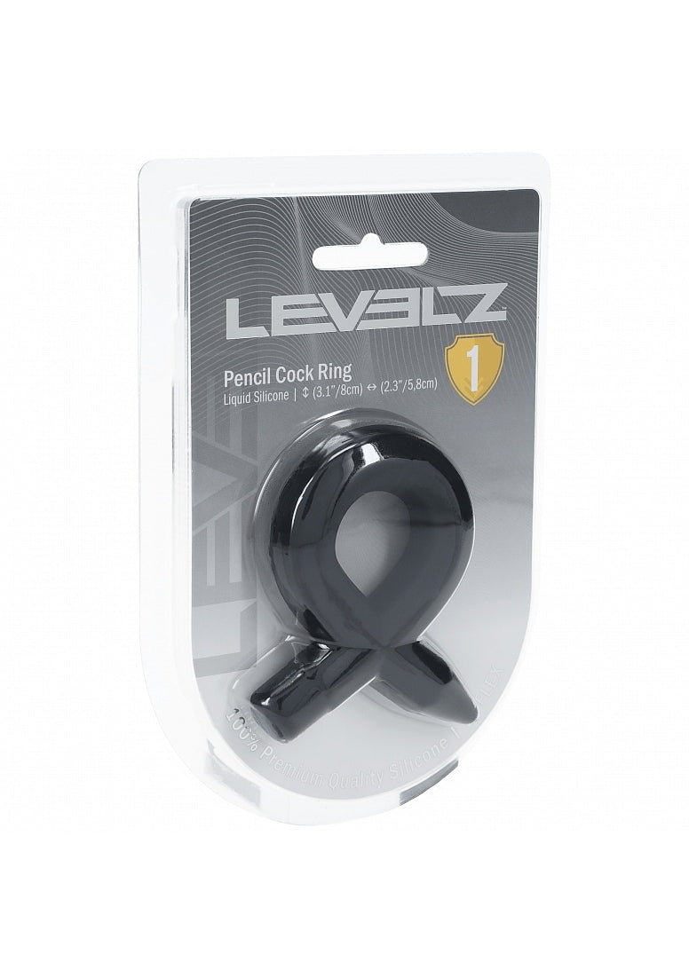 LEVELZ Pencil Liquid Silicone Cock Ring Black
