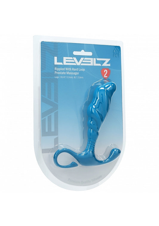 LEVELZ Rippled with Hard Loop Silicone Prostate Massager Large Teal