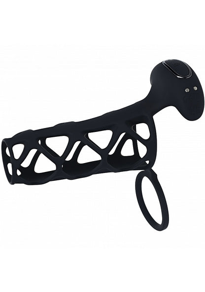 LEVELZ Vibrating Cage Silicone Cock Sleeve & Ball Ring Black
