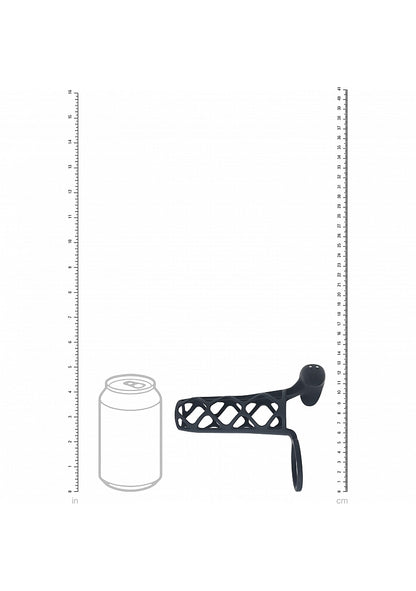 LEVELZ Vibrating Cage Silicone Cock Sleeve & Ball Ring Black