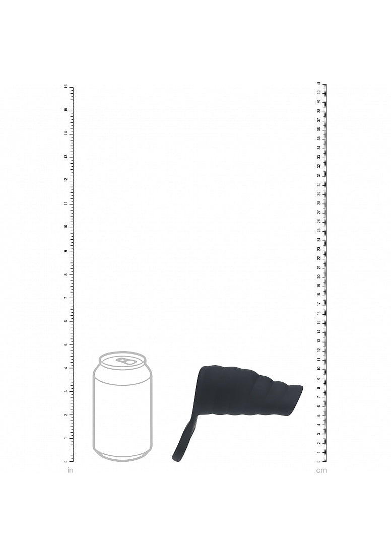 LEVELZ Vibrating Ribbed Silicone Cock Sleeve & Ball Ring Black