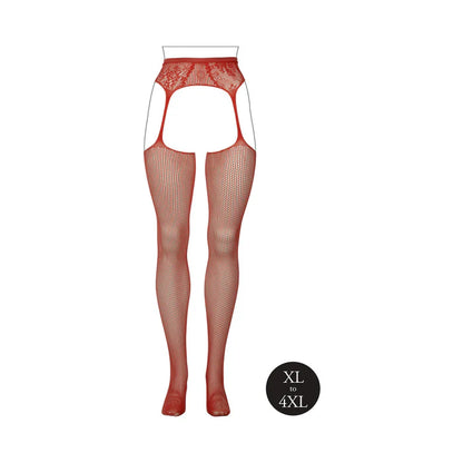 Le Desir Fishnet and Lace Garterbelt Stockings Sunset Glow Queen Size