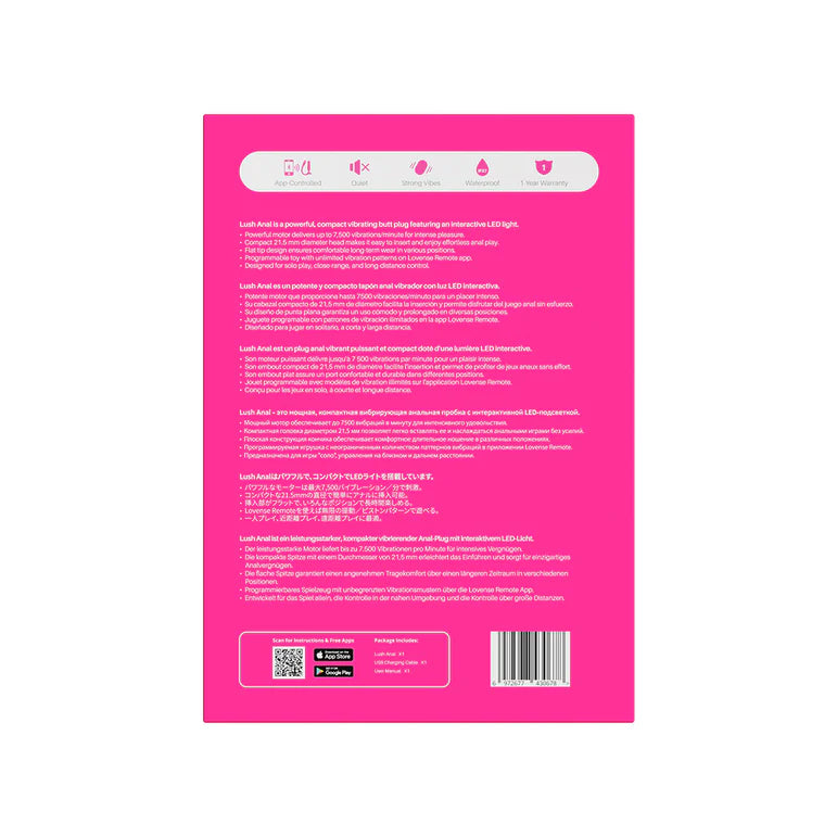 Lovense Lush Anal App-Controlled Compact Powerful Butt Plug