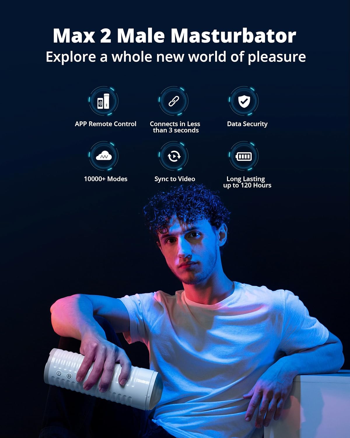 Lovense Max 2 Bluetooth App-Controlled Vibrating and Suction Masturbator (Neutral Sleeve)