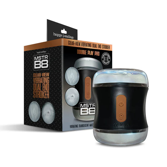 MSTR B8 Clear-View Vibrating Dual End Stroker, Double Play Pro