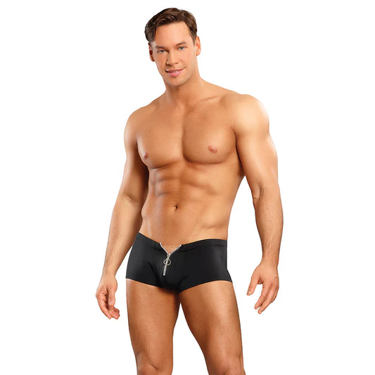 Male Power The Ultimate Duo CRR Zipper Short & Red Cock Ring Black