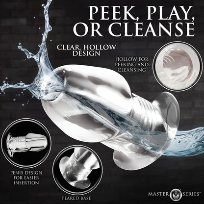 Master Series Dicked Clear Hollow Anal Plug Large