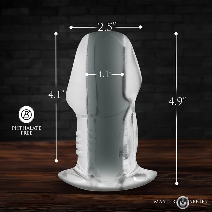 Master Series Dicked Clear Hollow Anal Plug Large