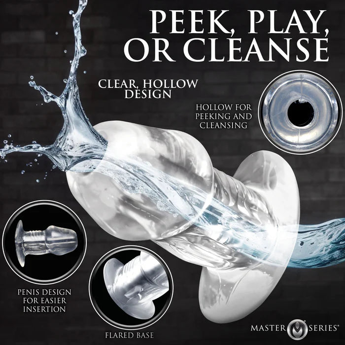 Master Series Dicked Clear Hollow Anal Plug Medium