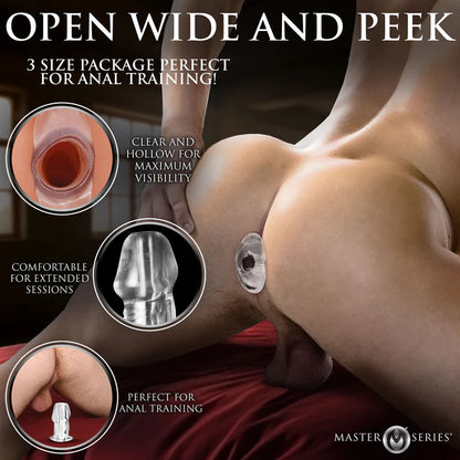Master Series Dicked Clear Hollow Anal Plug Small