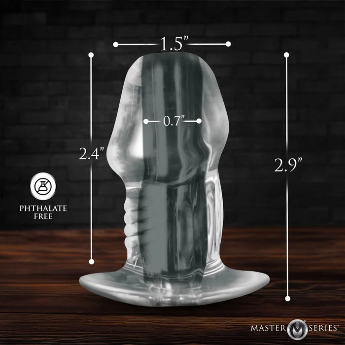 Master Series Dicked Clear Hollow Anal Plug Small