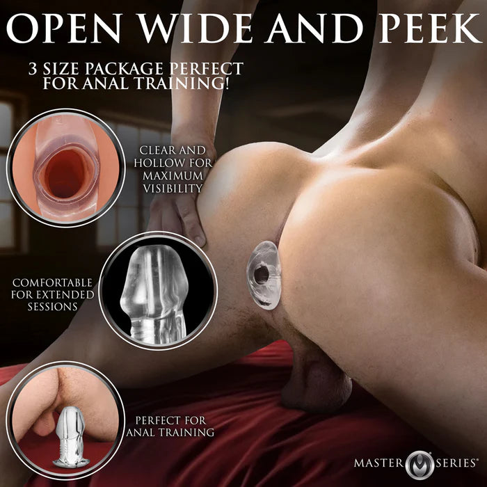 Master Series Dicked Clear Hollow Anal Plug XLarge