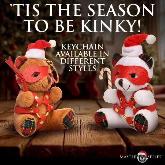 Master Series Holiday Bondage Bear Keychain Brown