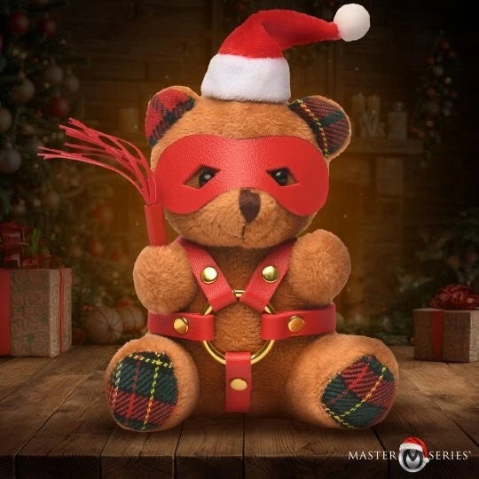 Master Series Holiday Bondage Bear Keychain Brown