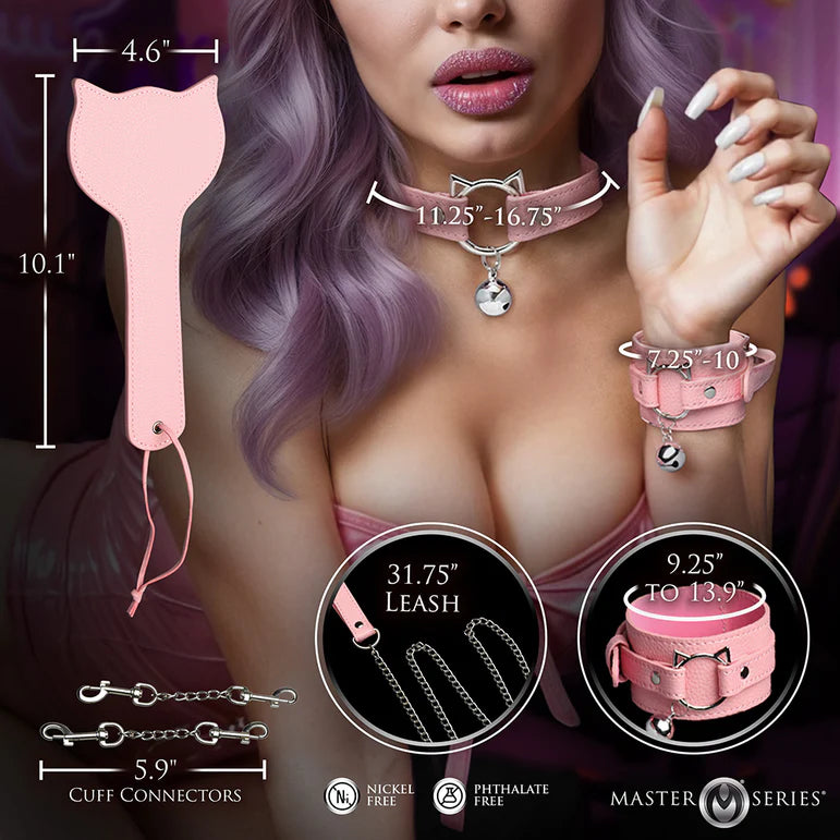 Master Series Kitty Bondage Set Vegan Leather Pink Kit