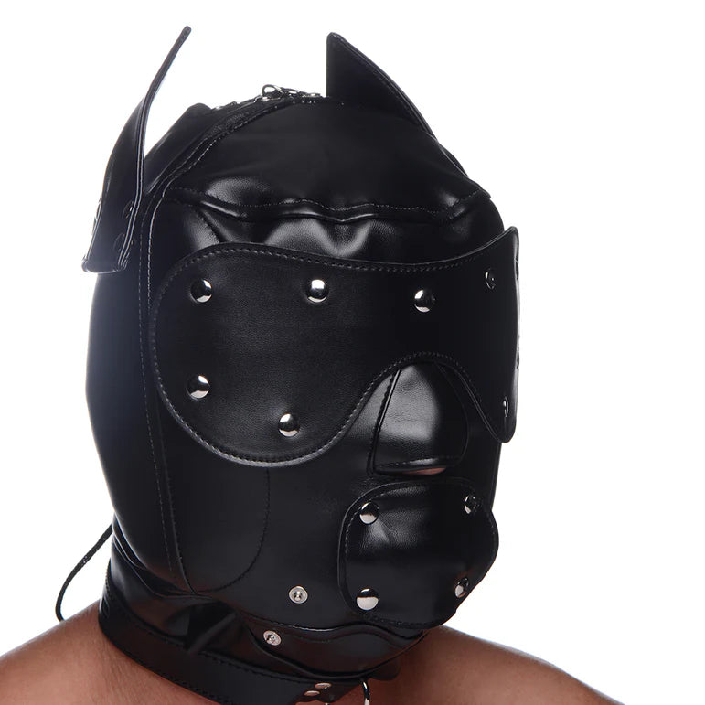 Master Series Muzzled Universal BDSM Hood with Removeable Muzzle