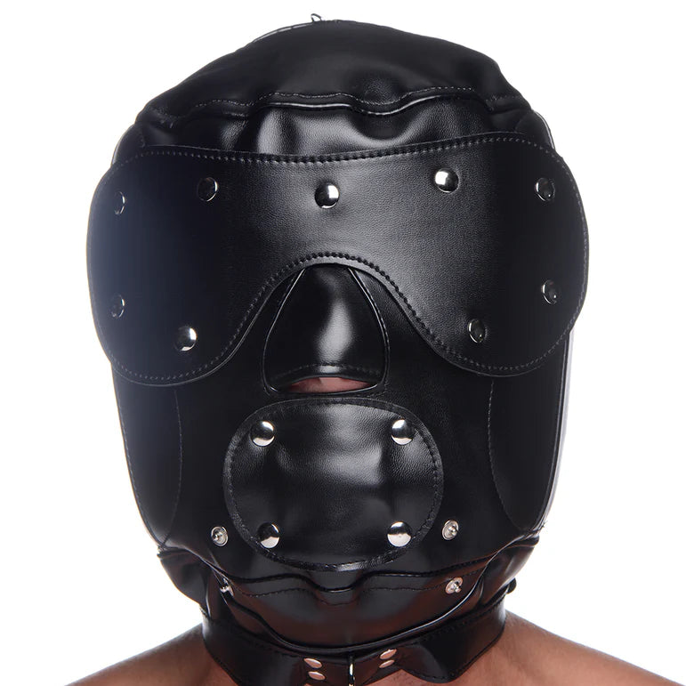 Master Series Muzzled Universal BDSM Hood with Removeable Muzzle