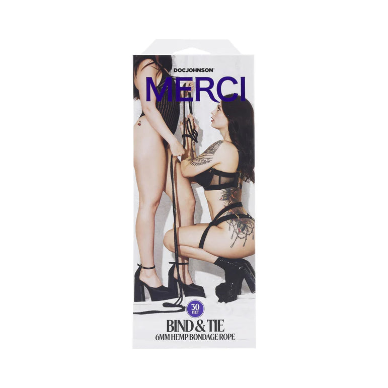 Merci Bind & Tie 6mm Hemp Bondage Rope 30 ft. Black