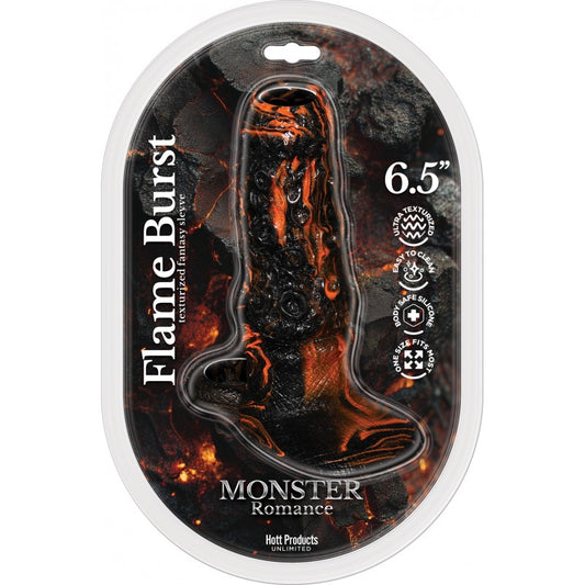 Monster Romance Flame Burst TPE Textured Penis Sleeve With Scrotum Strap