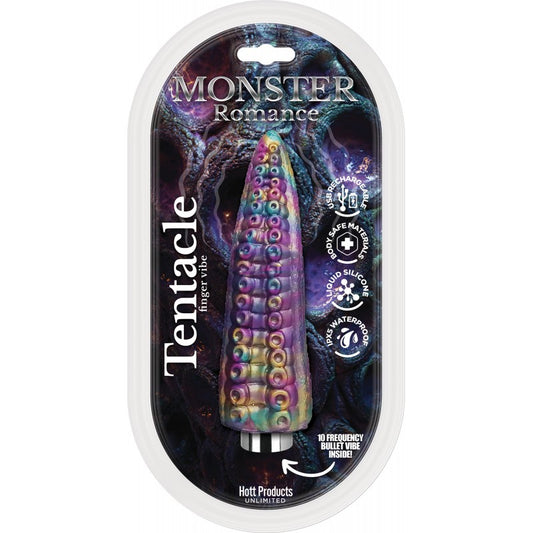 Monster Romance Tentacle Silicone Finger Sleeve With Multi-Speed Bullet