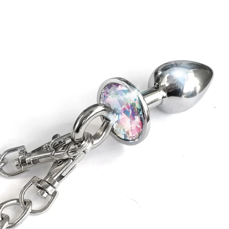NIXIE Metal Butt Plug & Furry Handcuff Set Medium Unicorn