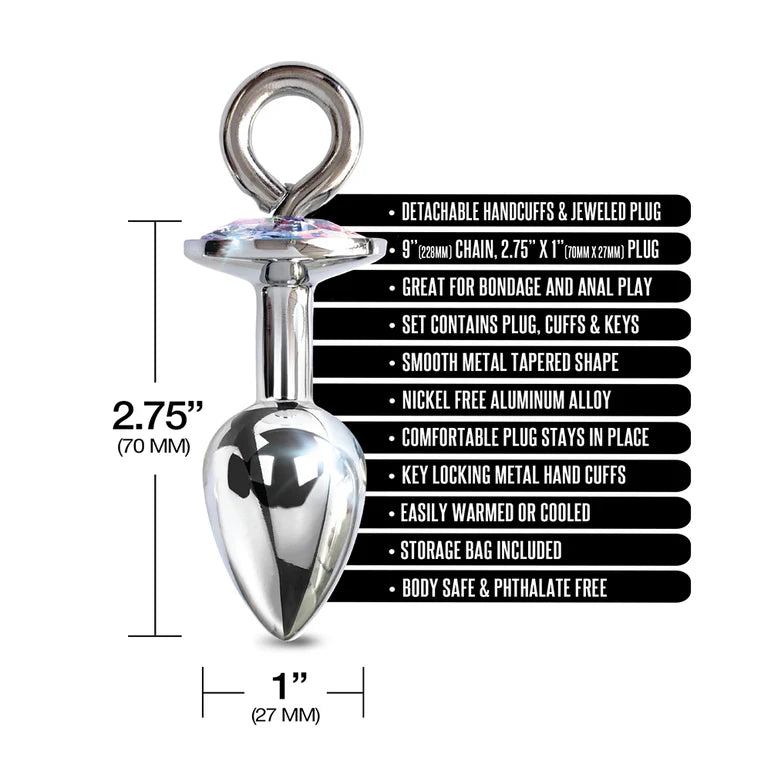 NIXIE Metal Butt Plug & Furry Handcuff Set Medium Unicorn