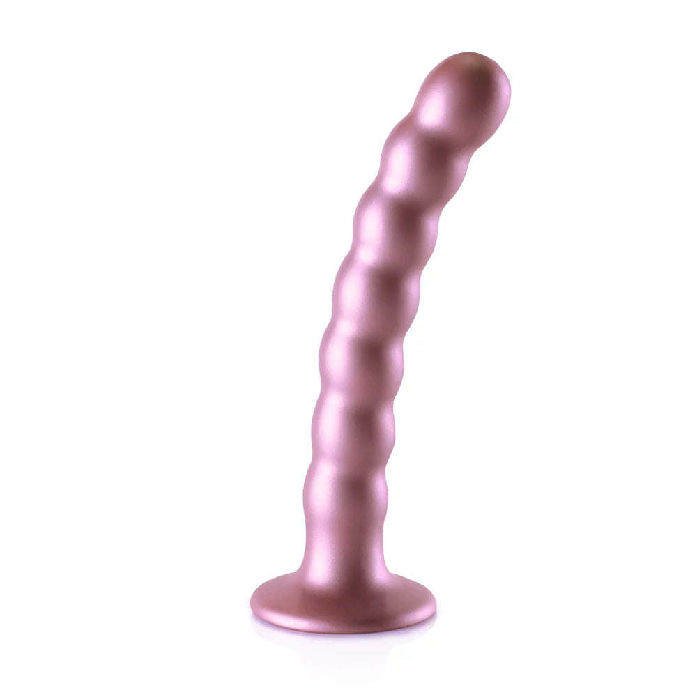 Ouch! Beaded Silicone 6.5 in. G-Spot Dildo Rose Gold