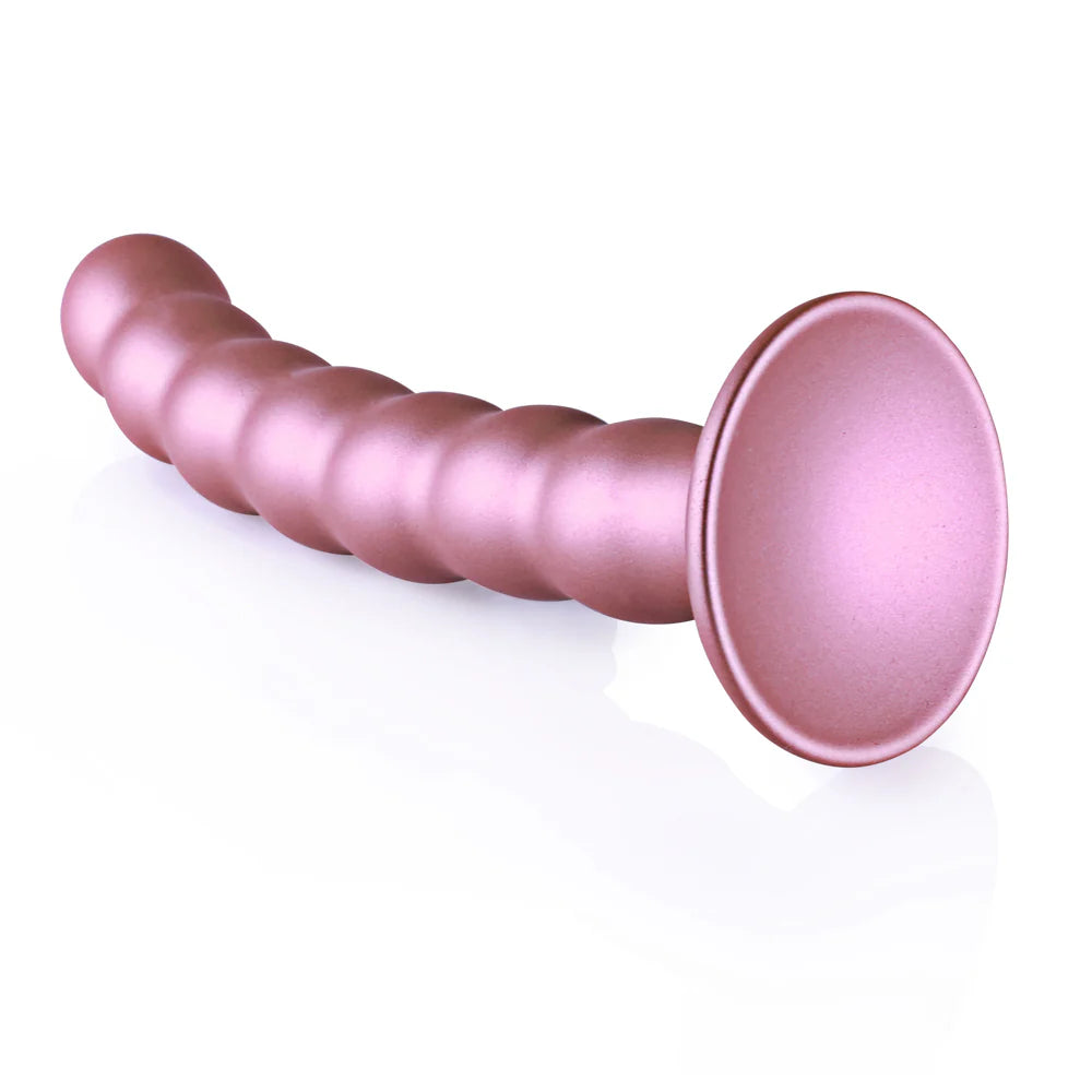 Ouch! Beaded Silicone 6.5 in. G-Spot Dildo Rose Gold
