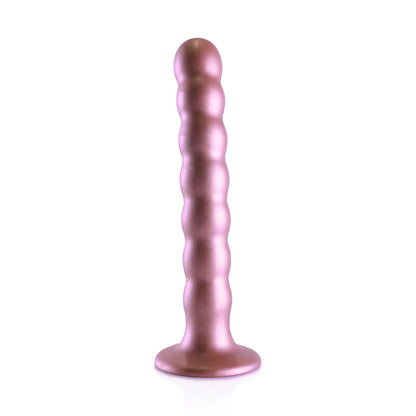 Ouch! Beaded Silicone 6.5 in. G-Spot Dildo Rose Gold