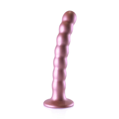 Ouch! Beaded Silicone 6.5 in. G-Spot Dildo Rose Gold