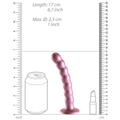 Ouch! Beaded Silicone 6.5 in. G-Spot Dildo Rose Gold