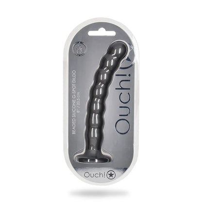 Ouch! Beaded Silicone 8 in. G-Spot Dildo Gunmetal