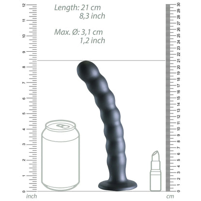 Ouch! Beaded Silicone 8 in. G-Spot Dildo Gunmetal