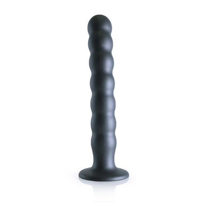 Ouch! Beaded Silicone 8 in. G-Spot Dildo Gunmetal