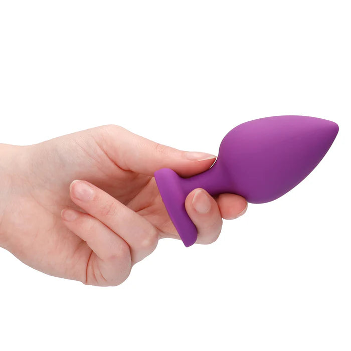 Ouch! Flexible Silicone Diamond Heart Butt Plug Purple Extra Large