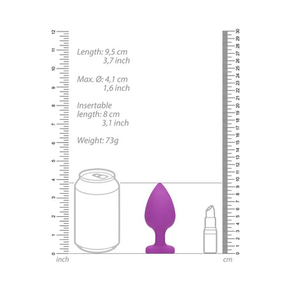 Ouch! Flexible Silicone Diamond Heart Butt Plug Purple Extra Large